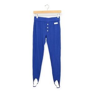 Ganni Royal Blue Tencel Ribbed Stirrup Leggings Size M